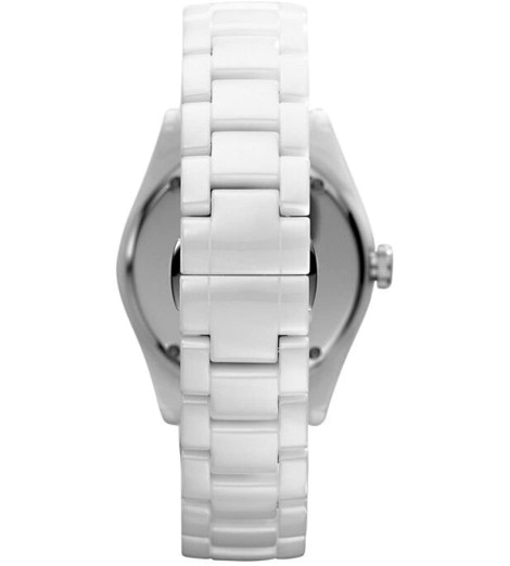 Emporio Armani Ceramica White Mother of Pearl Dial Stainless Steel Strap Watch For Women - AR1426