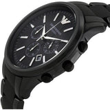 Emporio Armani Ceramica Chronograph Black Dial Black Steel Strap Watch For Men - AR1451