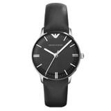 Emporio Armani Classic Quartz Black Dial Black Leather Strap Watch For Women - AR1600