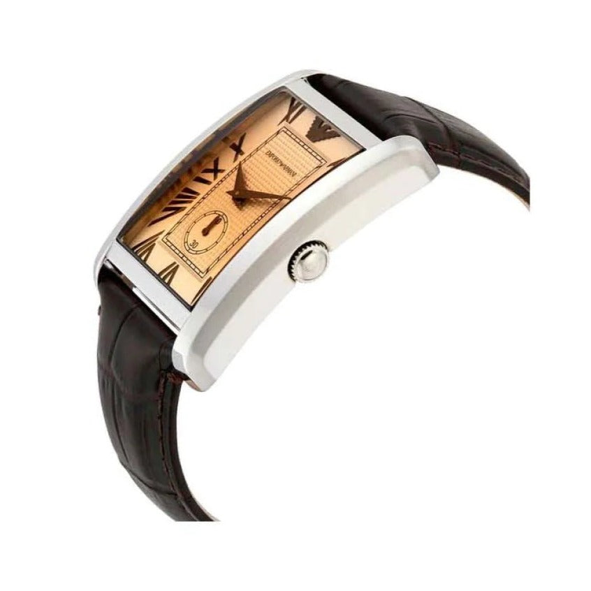 Emporio Armani Classic Brown Dial Brown Leather Strap Watch For Men - AR1605