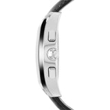 Emporio Armani Valente Chronograph Black Dial Black Leather Strap Watch For Men - AR1633