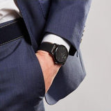 Emporio Armani Classic Black Dial Black Leather Strap Watch For Men - AR1732