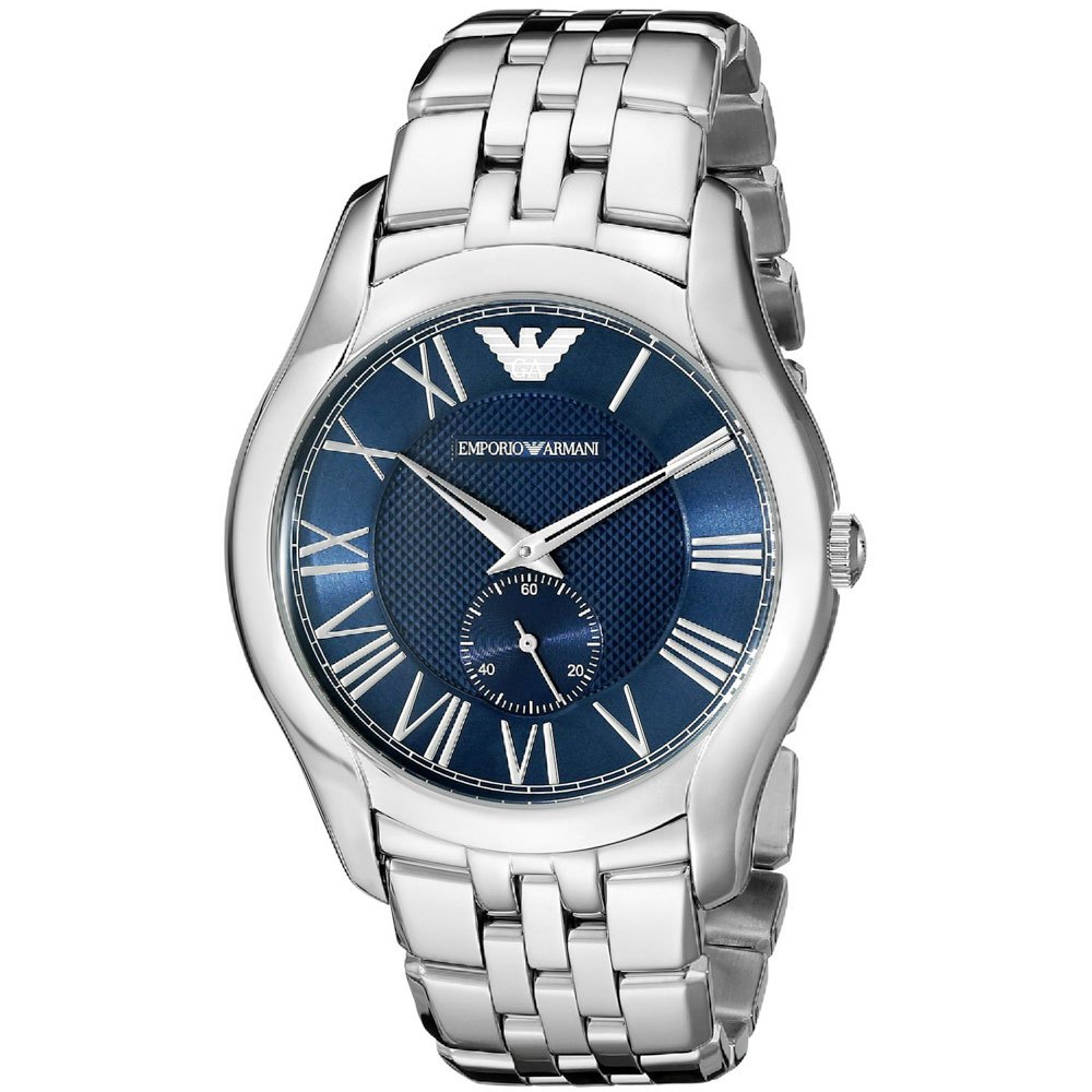 Emporio Armani Valente Chronograph Blue Dial Silver Steel Strap Watch For Men - AR1789