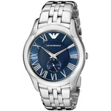 Emporio Armani Valente Chronograph Blue Dial Silver Steel Strap Watch For Men - AR1789