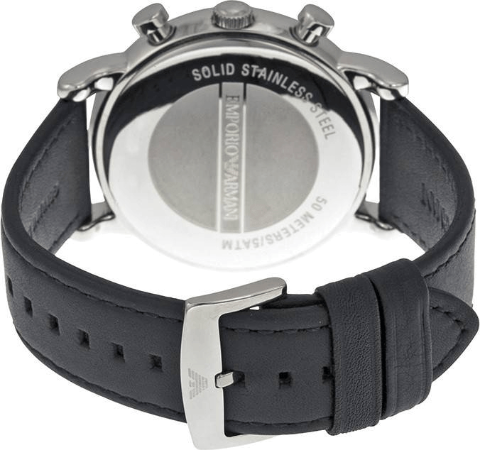 Emporio Armani Luigi Chronograph Black Dial Black Leather Watch For Men - AR1828