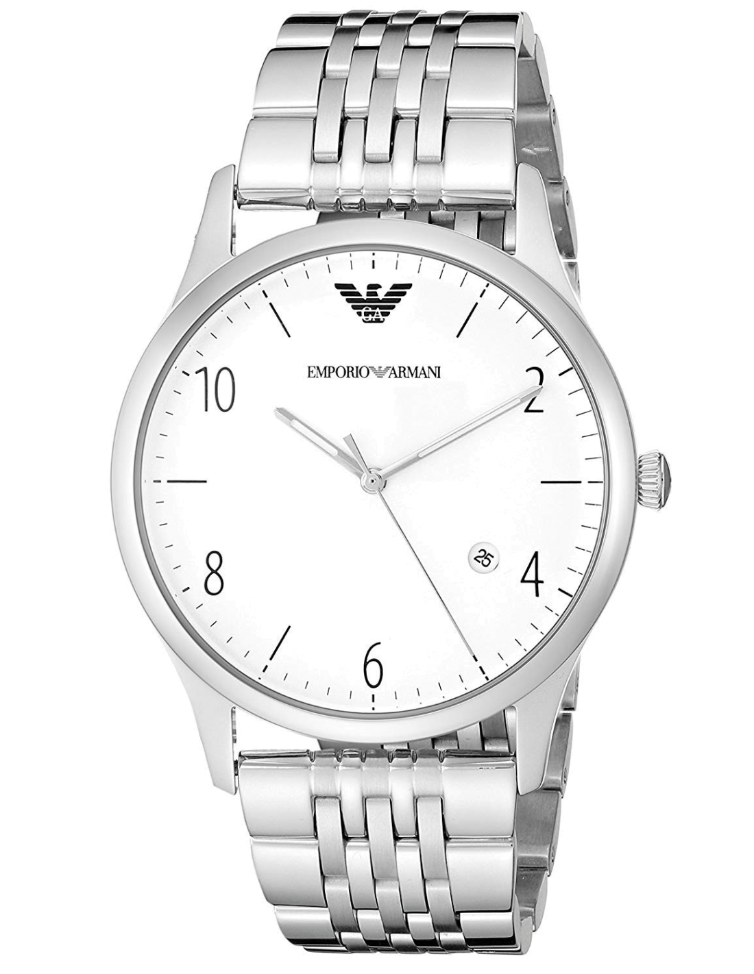 Emporio Armani Classic Silver Dial Silver Steel Strap Watch For Men - AR1867