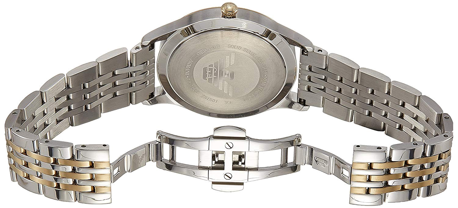 Emporio Armani Classic Quartz Blue Dial Two Tone Steel Strap Watch For Men - AR1868