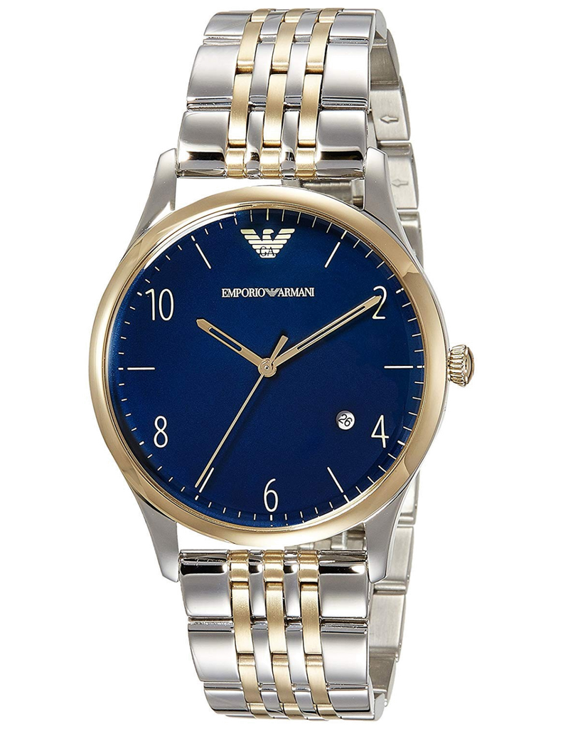 Emporio Armani Classic Quartz Blue Dial Two Tone Steel Strap Watch For Men - AR1868