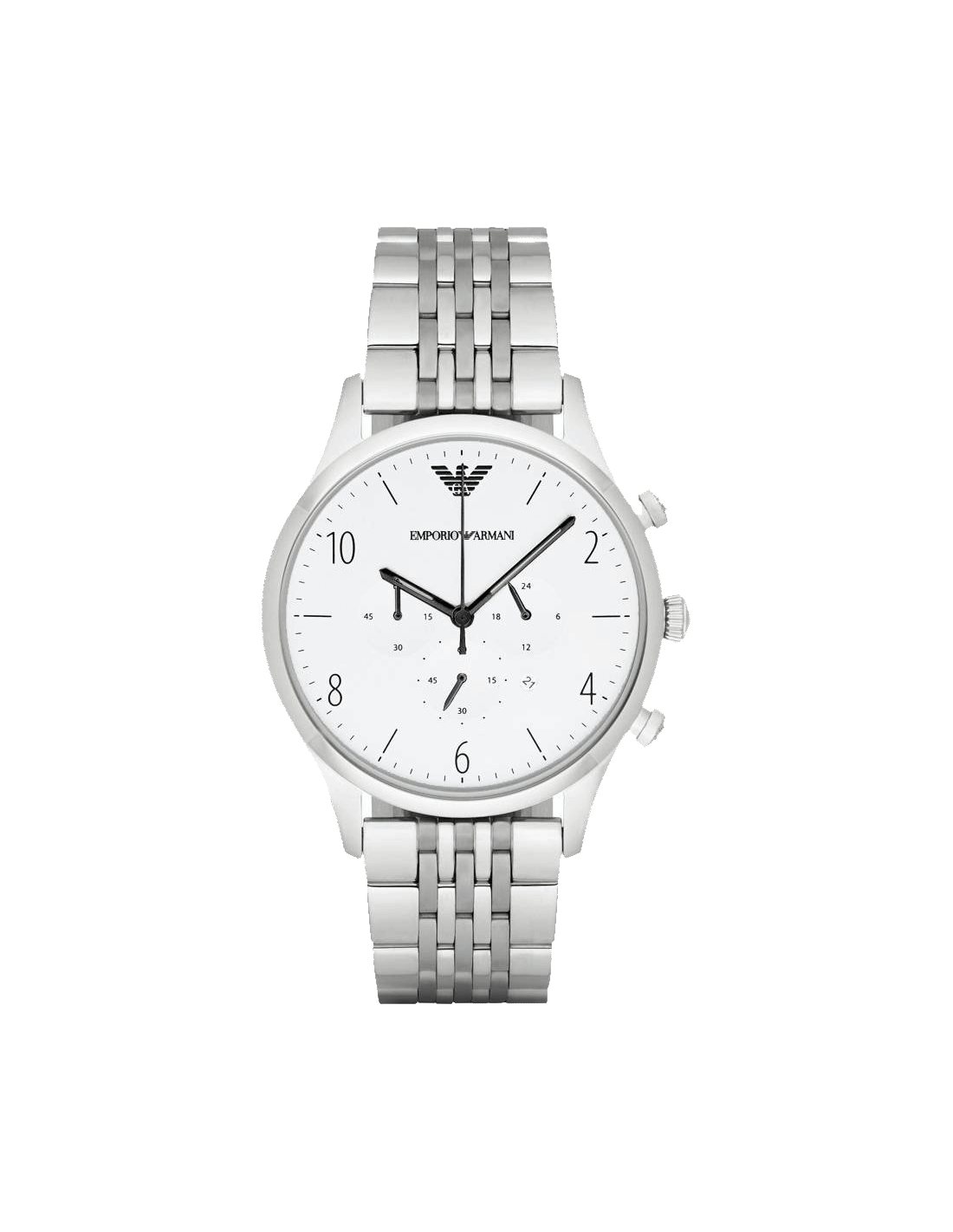 Emporio Armani Classic Chronograph Silver Dial Silver Steel Strap Watch For Men - AR1879
