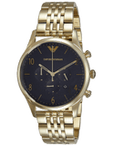 Emporio Armani Classic Chronograph Black Dial Gold Steel Strap Watch For Men - AR1893