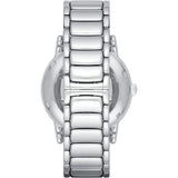 Emporio Armani Meccanico Skeleton Silver Dial Silver Steel Strap Watch For Men - AR1980