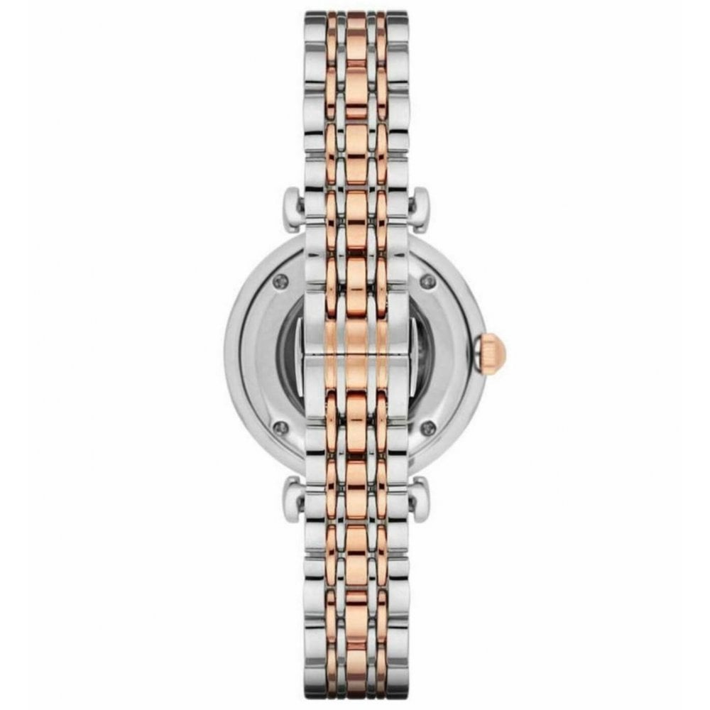 Emporio Armani Gianni T Bar Analog White Dial Two Tone Steel Strap Watch For Women - AR2076