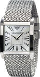 Emporio Armani Super Slim Quartz White Dial Silver Mesh Bracelet Watch For Women - AR2015