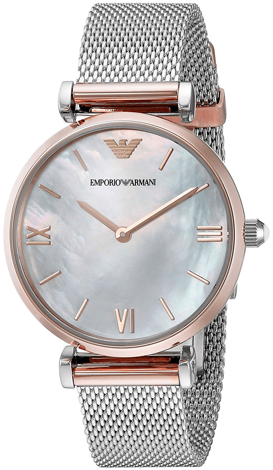 Emporio Armani Retro Mother of Pearl Dial Silver Mesh Bracelet Watch For Women - AR2067