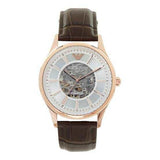 Emporio Armani Epoca White Skeletal Dial Black Leather Strap Watch For Men - AR2073