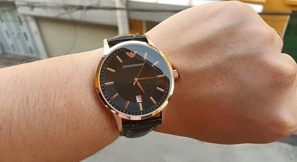 Emporio Armani Renato Quartz Black Dial Black Leather Strap Watch For Men - AR2425