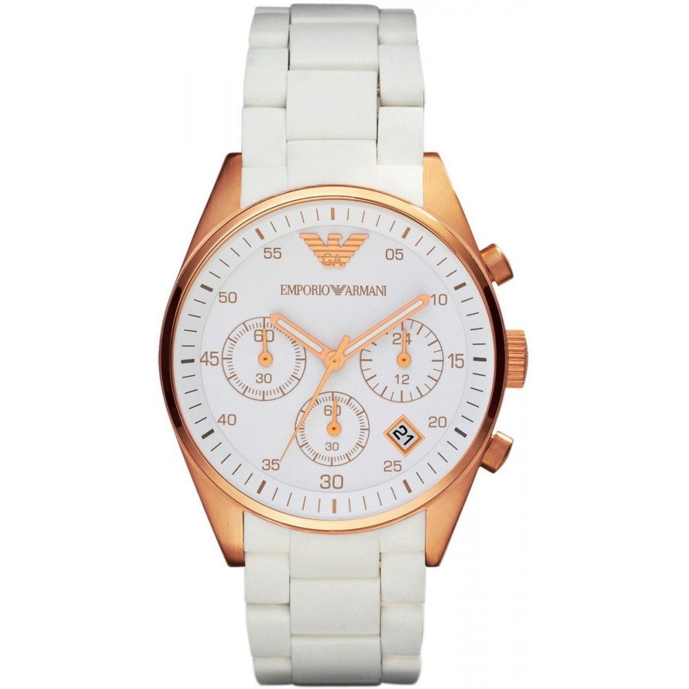 Emporio Armani Sportivo Silver Dial White Silicone Strap Watch For Women - AR5920