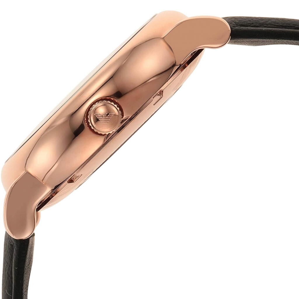 Emporio Armani Meccanico Skeleton Silver Dial Black Leather Strap Watch For Men - AR60031