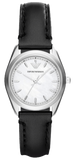 Emporio Armani Analog White Dial Black Leather Strap Watch For Women - AR6026