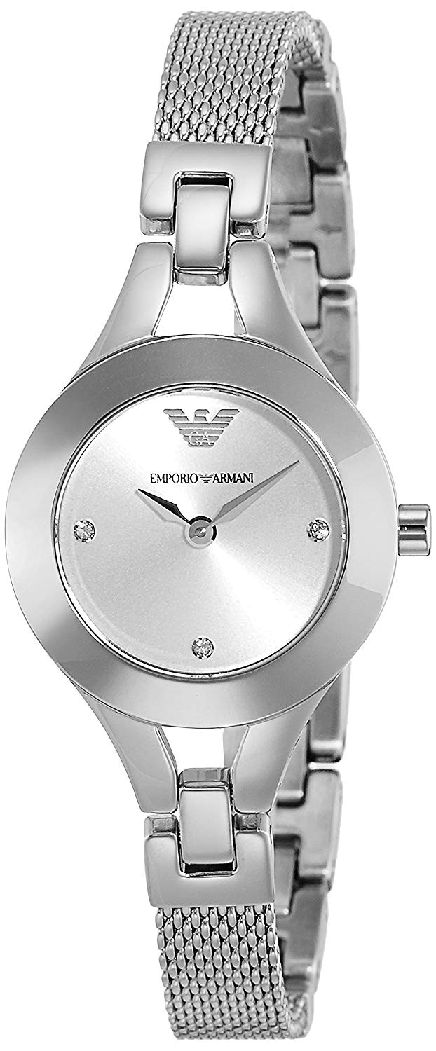 Emporio Armani Quartz Silver Dial Silver Steel Strap Watch For Women - AR7361