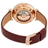 Emporio Armani Meccanico Automatic Silver Dial Burgundy Leather Strap Watch For Women - AR60044