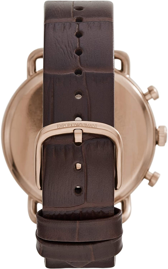 Emporio Armani Aviator Quartz Black Dial Brown Leather Strap Watch For Men - AR11337