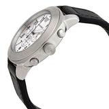 Emporio Armani Sportivo Chronograph Silver Dial Black Leather Strap Watch For Men - AR6054