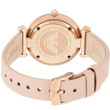 Emporio Armani Gianni T-Bar Quartz Rose Gold Dial Pink Leather Strap Watch For Women - AR11001