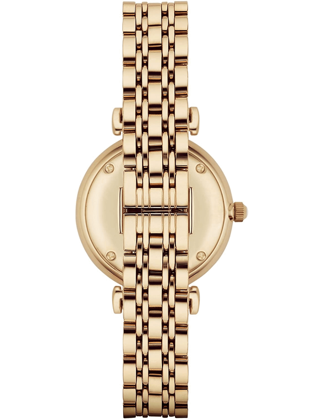 Emporio Armani Gianni T Bar White Mother of Pearl Dial Gold Steel Strap Watch For Women - AR1907