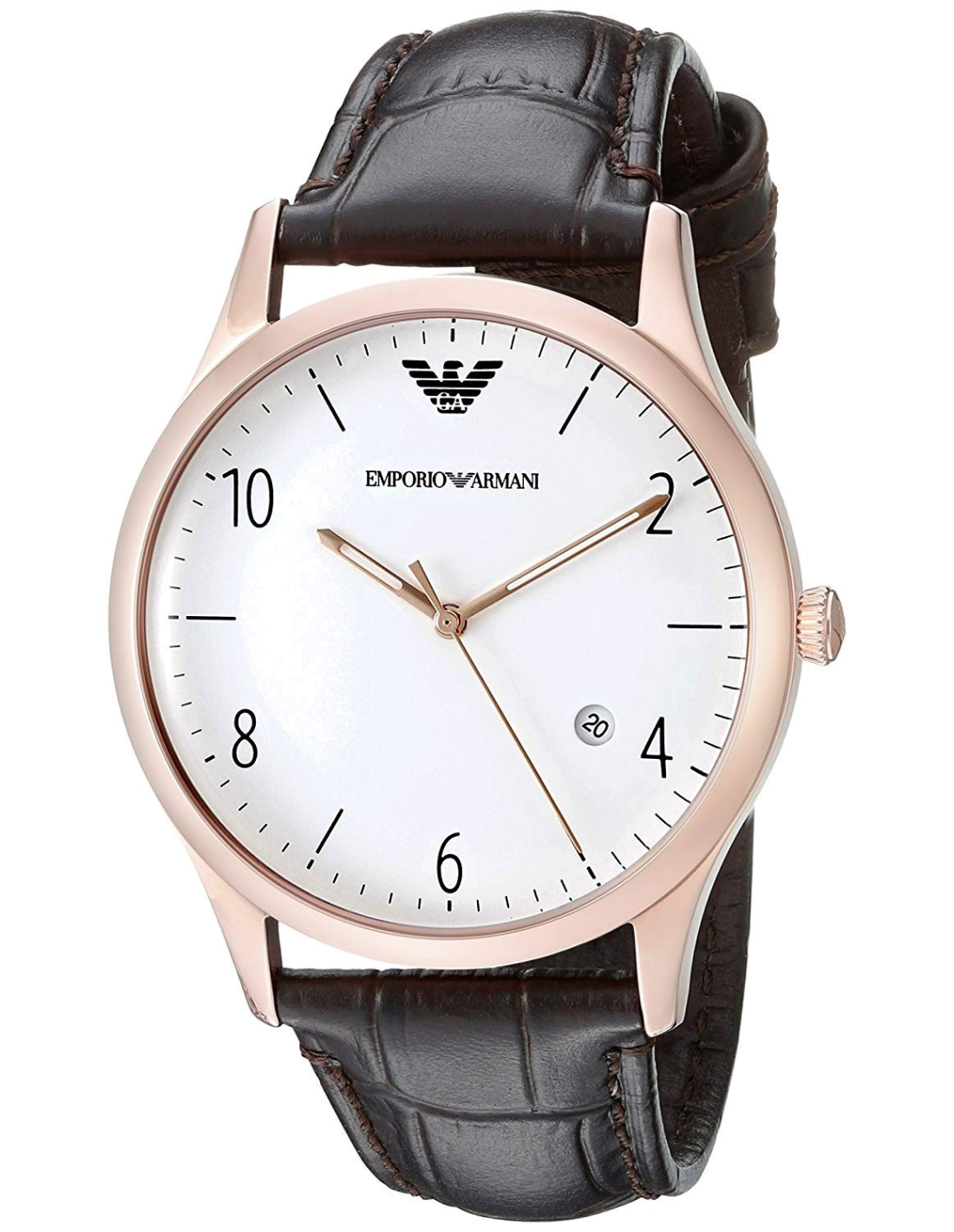 Emporio Armani Beta Chronograph White Dial Brown Leather Strap Watch For Men - AR1915