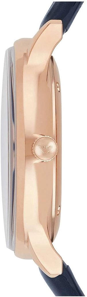 Emporio Armani Classic Quartz Blue Dial Blue Leather Strap Watch For Men  - AR2071