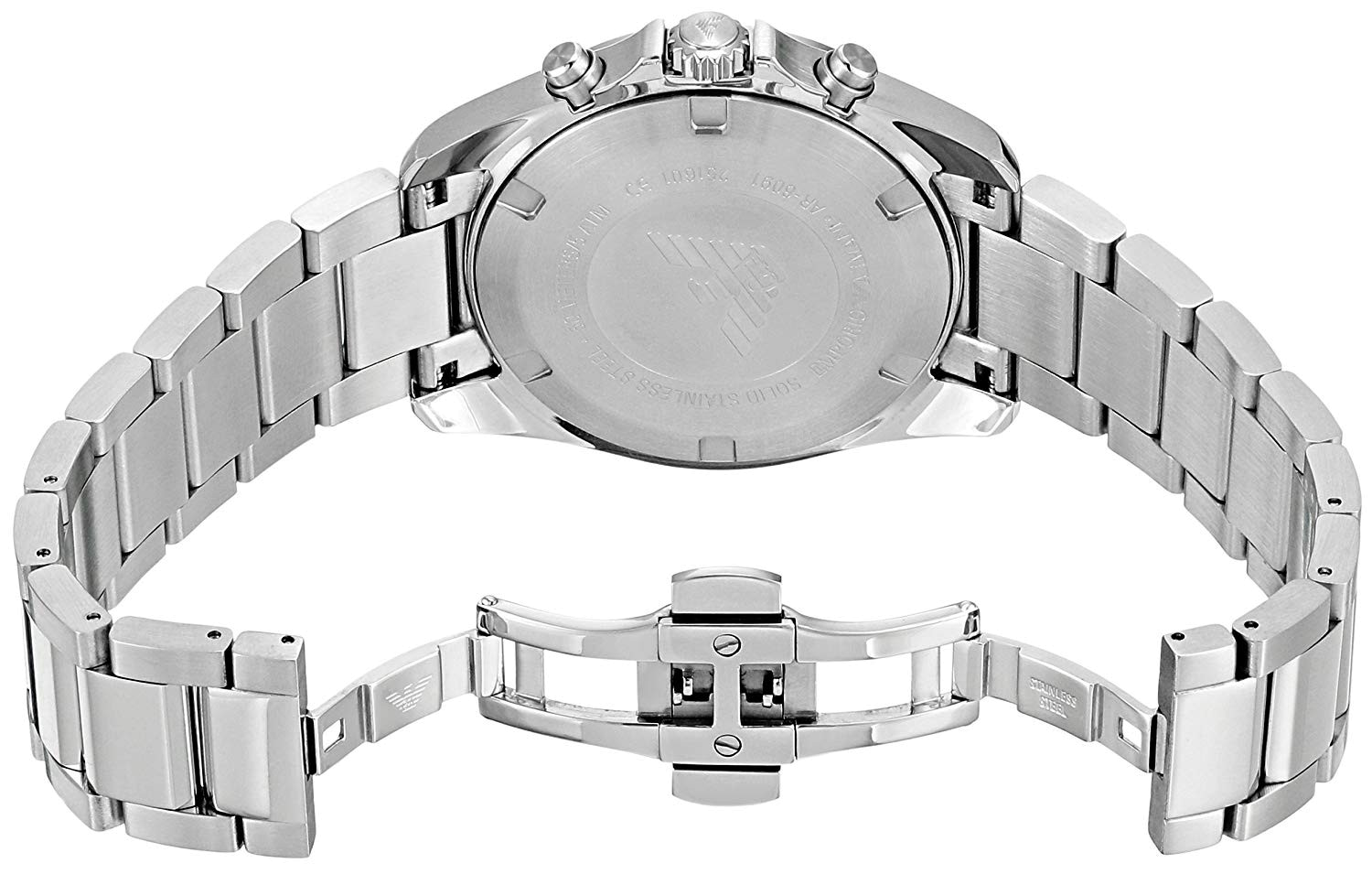 Emporio Armani Sportivo Chronograph Blue Dial Silver Steel Strap Watch For Men - AR6091