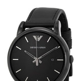 Emporio Armani Classic Black Dial Black Leather Strap Watch For Men - AR1732