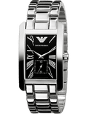 Emporio Armani Classic Black Dial Silver Stainless Steel Strap Watch For Men - AR0156