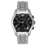 Emporio Armani Velente Chronograph Black Dial Silver Steel Strap Watch For Women - AR0674