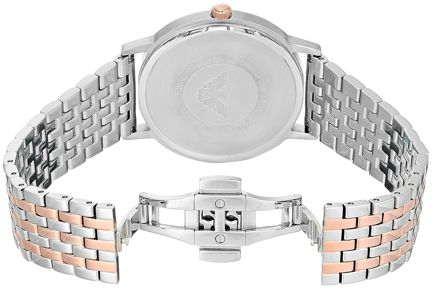 Emporio Armani Kappa Quartz Silver Dial Two Tone Mesh Bracelet Watch For Men - AR11093