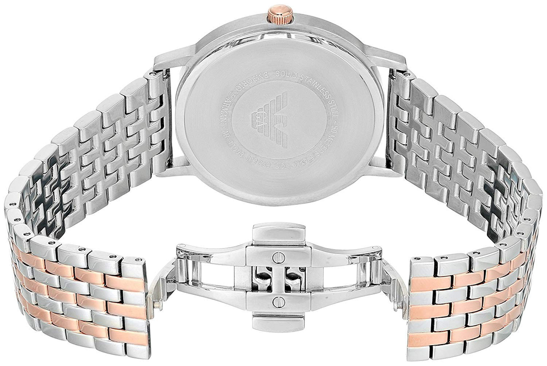 Emporio Armani Kappa Quartz Silver Dial Two Tone Mesh Bracelet Watch For Men - AR11093
