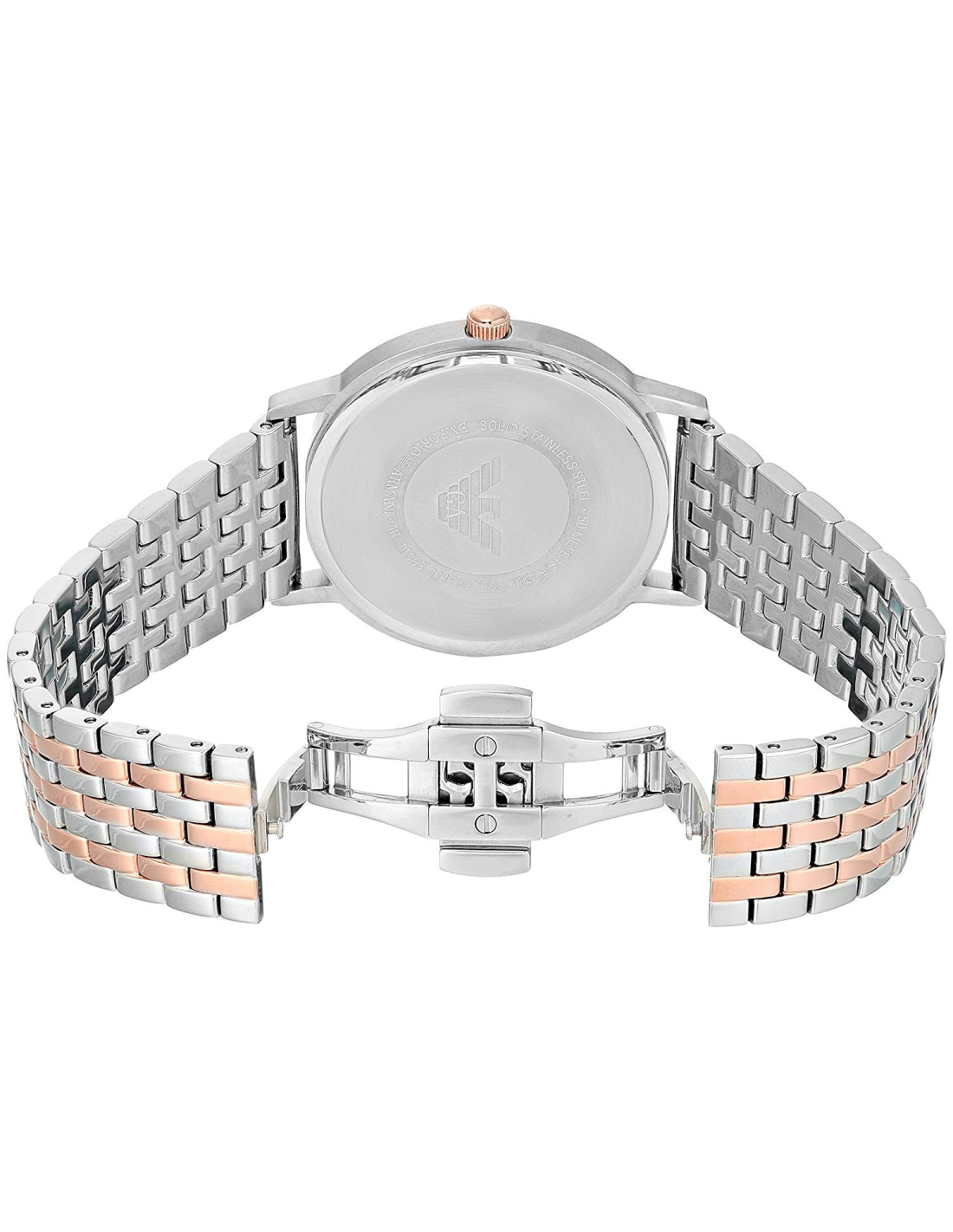 Emporio Armani Kappa Quartz Silver Dial Two Tone Mesh Bracelet Watch For Men - AR11093