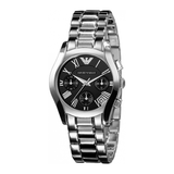 Emporio Armani Velente Chronograph Black Dial Silver Steel Strap Watch For Women - AR0674