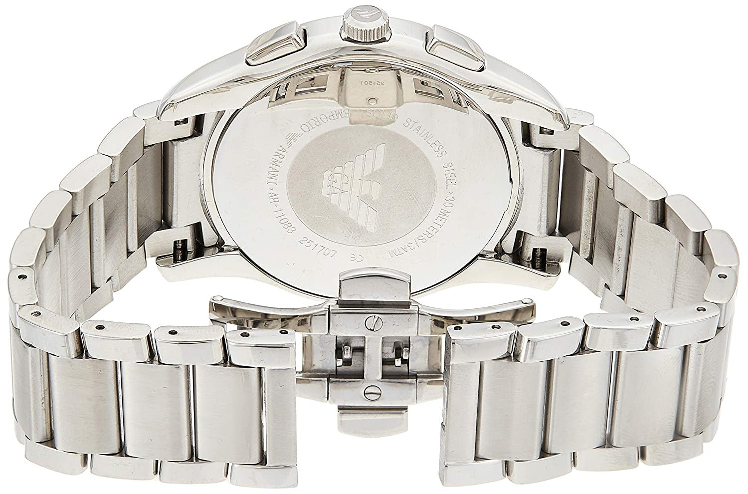 Emporio Armani Valente Chronograph Quartz Black Dial Silver Steel Strap Watch For Men - AR11083