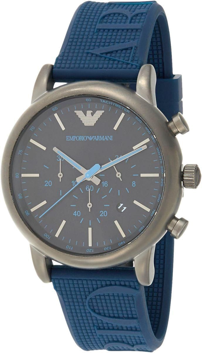 Emporio Armani  Luigi Chronograph Black Dial Blue Rubber Strap Watch For Men - AR11023