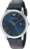 Emporio Armani Gianni T Bar Quartz Blue Dial Blue Leather Strap Watch For Men - AR11300