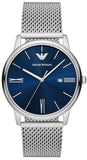 Emporio Armani Minimalist Quartz Blue Dial Silver Steel Strap Watch For Men - AR11571