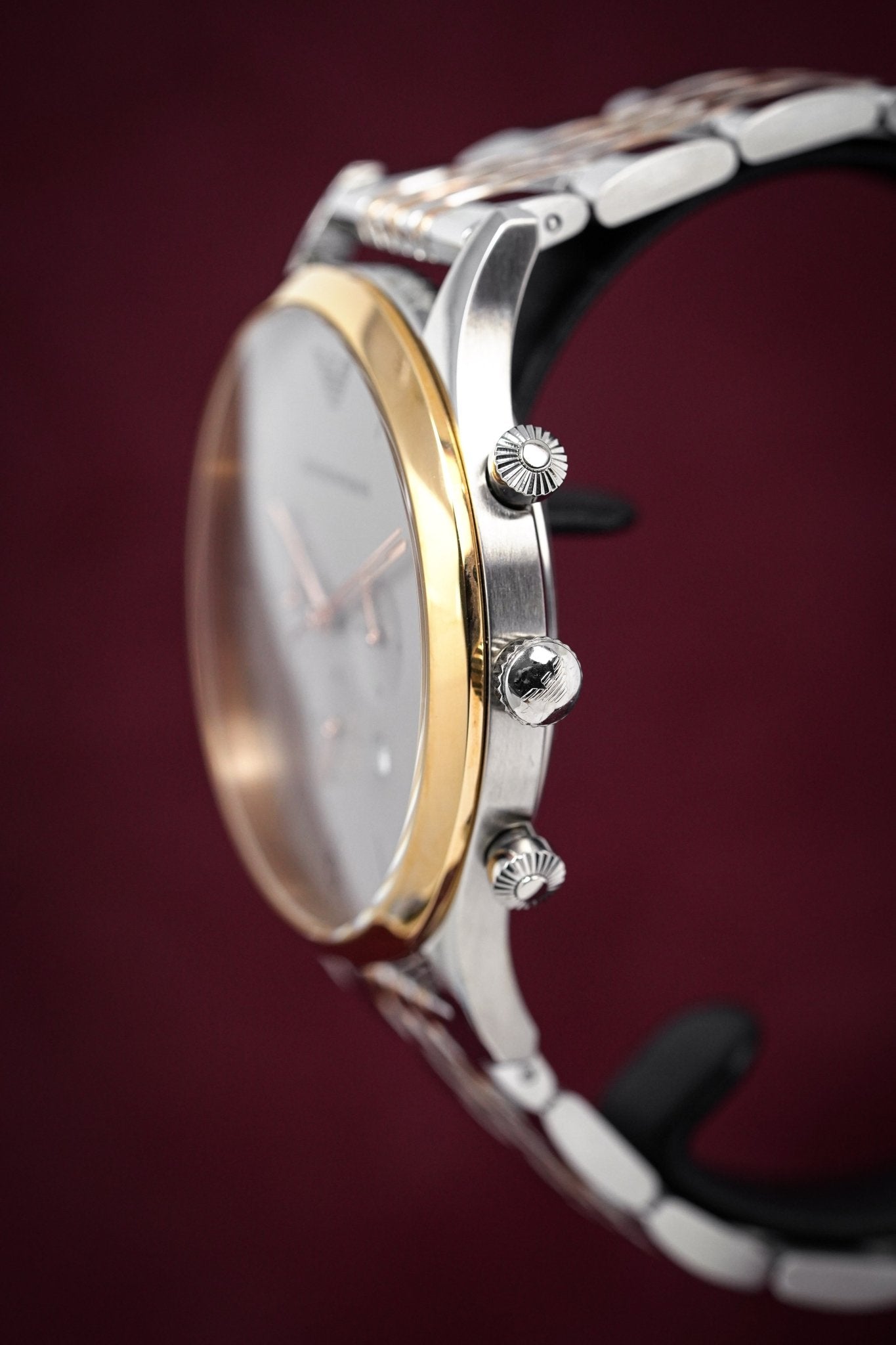 Emporio Armani Beta Chronograph Grey Dial Two Tone Steel Strap Watch For Men - AR1864