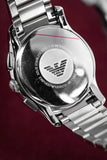 Emporio Armani Valente Chronograph Quartz Black Dial Silver Steel Strap Watch For Men - AR11083