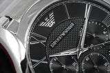 Emporio Armani Valente Chronograph Quartz Black Dial Silver Steel Strap Watch For Men - AR11083