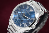 Emporio Armani Chronograph Quartz Blue Dial Silver Steel Strap Watch For Men - AR11082
