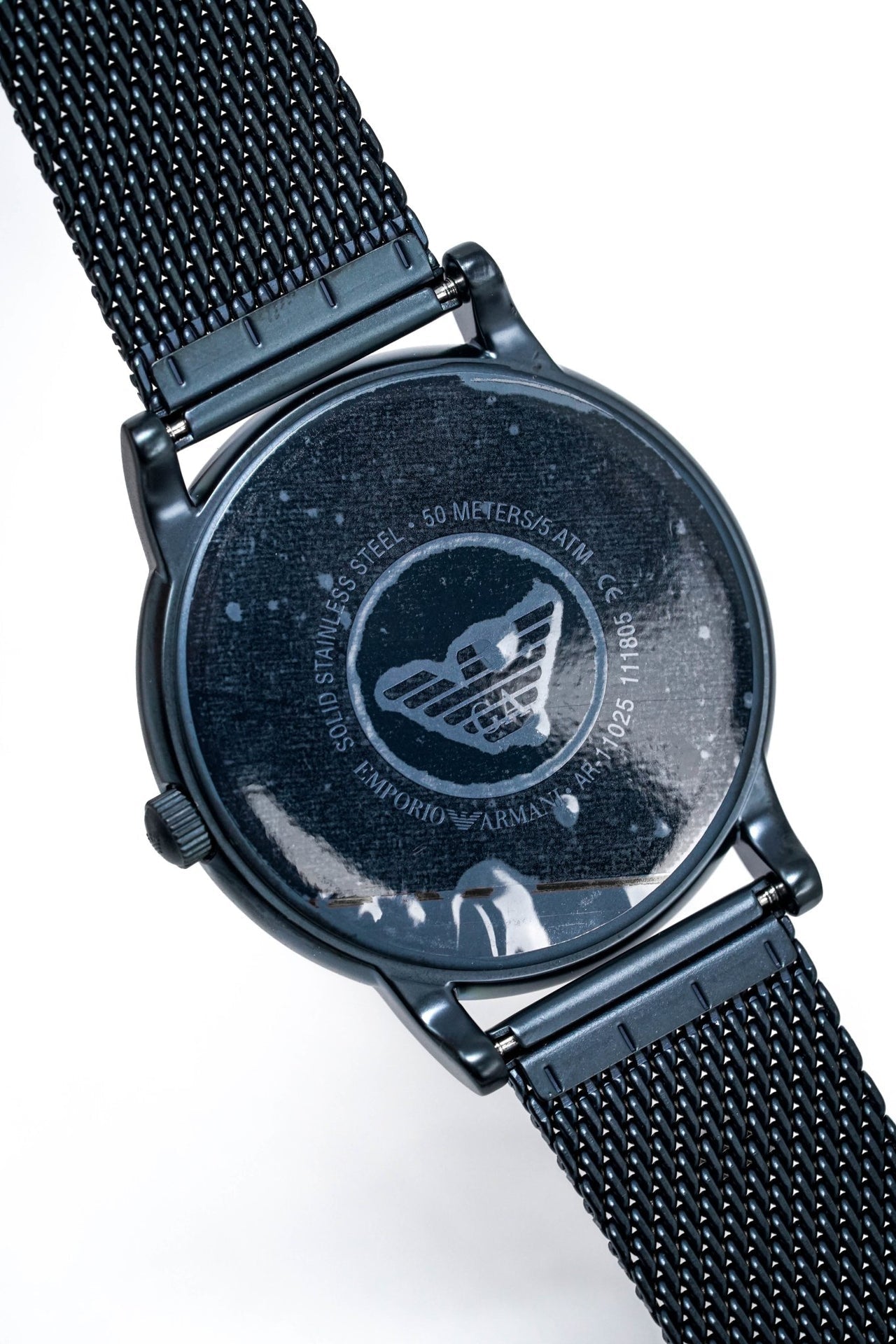 Emporio Armani Luigi Quartz Blue Dial Grey Mesh Bracelet Watch For Men - AR11053