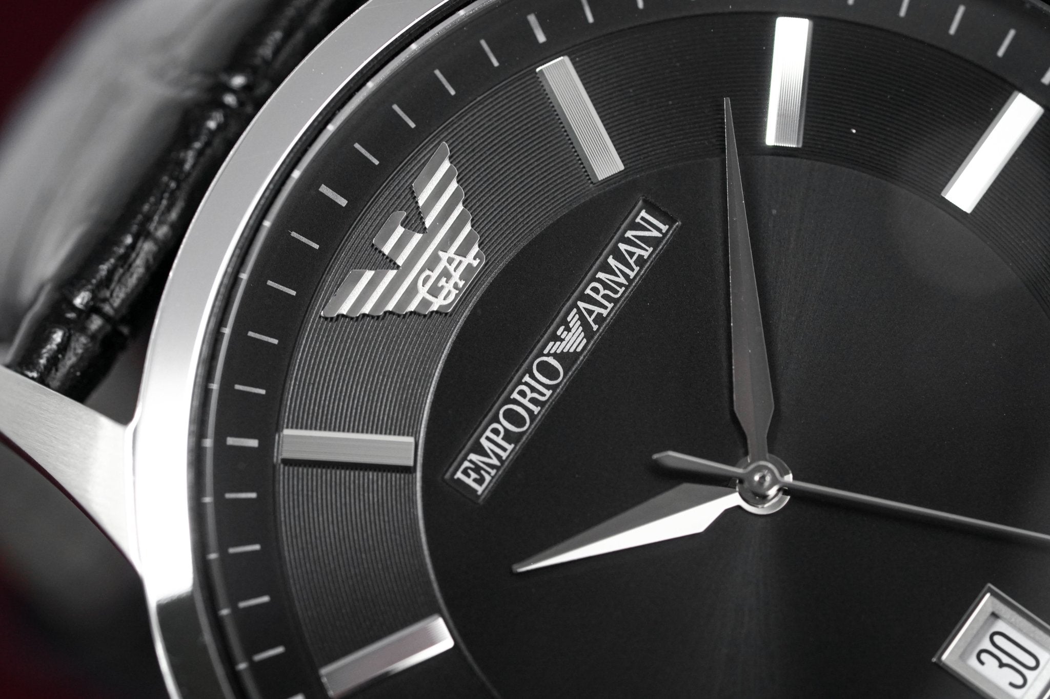 Emporio Armani Renato Black Dial Leather Strap Watch For Men - AR2411