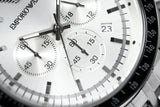 Emporio Armani Sportivo Chronograph Silver Dial Silver Steel Strap Watch For Men - AR6073